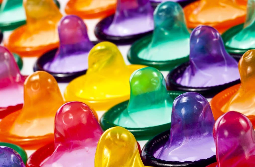 photo of brightly colored condoms